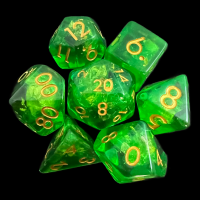 TDSO Confetti Bright Green Iridescent & Gold 7 Dice Polyset