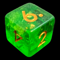 TDSO Confetti Bright Green Iridescent & Gold D6 Dice