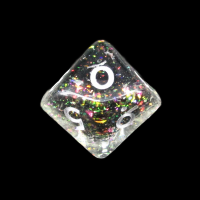 TDSO Confetti Mica Black Rainbow Glitter D10 Dice - DISCONTINUED