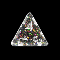 TDSO Confetti Mica Black Rainbow Glitter D4 Dice - DISCONTINUED