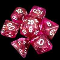 TDSO Confetti Pink & Silver 7 Dice Polyset