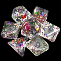TDSO Confetti Rainbow & Black 7 Dice Polyset