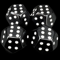 TDSO Double D6 Opaque Black &amp; White 12 Sided D6 Dice Set (4)