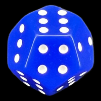 TDSO Double D6 Opaque Blue & White 12 Sided Spot D6 Dice