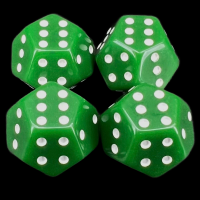 TDSO Double D6 Opaque Green &amp; White 12 Sided D6 Dice Set (4)