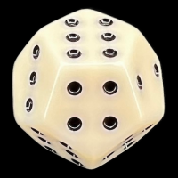 TDSO Double D6 Opaque Ivory & Black 12 Sided Spot D6 Dice