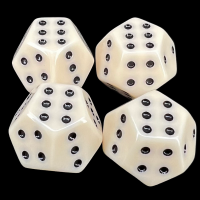 TDSO Double D6 Opaque Ivory &amp; Black 12 Sided D6 Dice Set (4)
