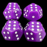 TDSO Double D6 Opaque Purple &amp; White 12 Sided D6 Dice Set (4)