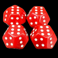 TDSO Double D6 Opaque Red &amp; White 12 Sided D6 Dice Set (4)