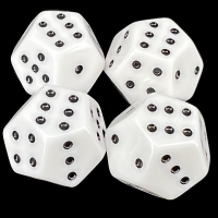 TDSO Double D6 Opaque White &amp; Black 12 Sided D6 Dice Set (4)