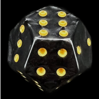 TDSO Double D6 Pearl Black & Gold 12 Sided Spot D6 Dice