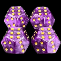 TDSO Double D6 Pearl Purple & Gold 12 Sided D6 Dice Set (4)