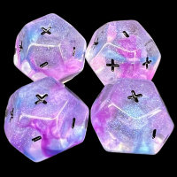 TDSO Double Fate/Fudge Luminous Ceremonial Chrome 12 Sided Dice Set (4)