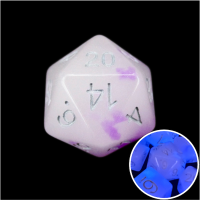 TDSO Duel Amethyst & White Glow in the Dark 16mm D20 Dice