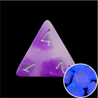 TDSO Duel Amethyst & White Glow in the Dark 16mm D4 Dice