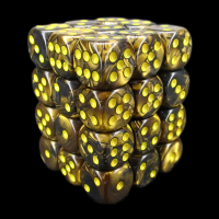 TDSO Duel Black & Golden With Yellow 36 x D6 Dice Set