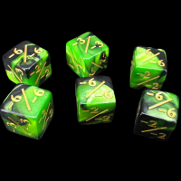 TDSO Duel Black &amp; Green Negative Modifier 6 x D6 Dice Set