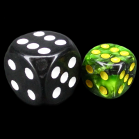 TDSO Duel Black & Green With Yellow 12mm Spot D6 Dice