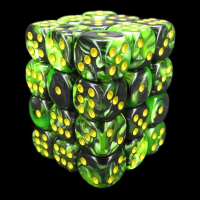 TDSO Duel Black & Green With Yellow 36 x D6 Dice Set