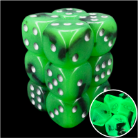 TDSO Duel Jade & Black Glow in the Dark 12 x D6 Dice Set