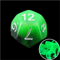 TDSO Duel Jade & Black Glow in the Dark 16mm D12 Dice