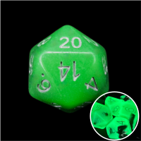 TDSO Duel Jade & Black Glow in the Dark 16mm D20 Dice