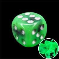 TDSO Duel Jade & Black Glow in the Dark 16mm D6 Spot Dice