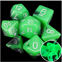TDSO Duel Jade & Black Glow in the Dark 7 Dice Polyset