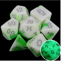 TDSO Duel Jade & White Glow in the Dark 7 Dice Polyset