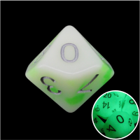 TDSO Duel Jade & White Glow in the Dark 16mm D10 Dice