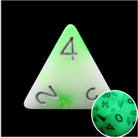 TDSO Duel Jade & White Glow in the Dark 16mm D4 Dice