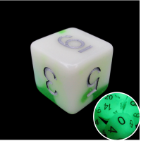 TDSO Duel Jade & White Glow in the Dark 16mm D6 Dice