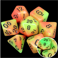 TDSO Duel Orange & Green Glow in the Dark 7 Dice Polyset LTD EDITION