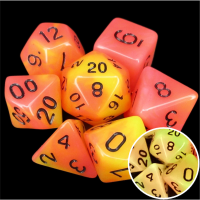 TDSO Duel Orange & Yellow Glow in the Dark 7 Dice Polyset LTD EDITION