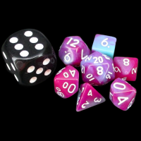 TDSO Duel Purple & Light Blue MINI 10mm 7 Dice Polyset