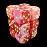 TDSO Duel Red & White With Gold 12 x D6 Dice Set