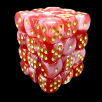 TDSO Duel Red & White With Gold 36 x D6 Dice Set