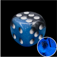 TDSO Duel Sapphire & Black Glow in the Dark 16mm D6 Spot Dice