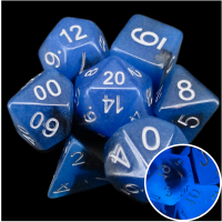 TDSO Duel Sapphire & Black Glow in the Dark 7 Dice Polyset