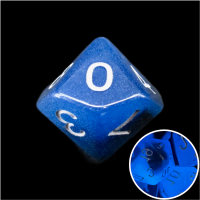 TDSO Duel Sapphire & Black Glow in the Dark D10 Dice