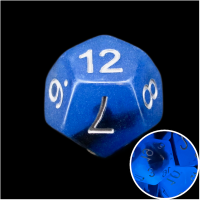 TDSO Duel Sapphire & Black Glow in the Dark D12 Dice