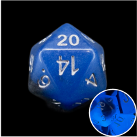 TDSO Duel Sapphire & Black Glow in the Dark D20 Dice