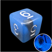 TDSO Duel Sapphire & Black Glow in the Dark D6 Dice