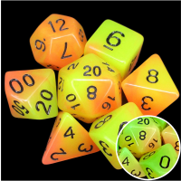 TDSO Duel Yellow & Orange Glow in the Dark 7 Dice Polyset