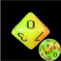 TDSO Duel Yellow & Orange Glow in the Dark D10 Dice