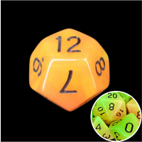 TDSO Duel Yellow & Orange Glow in the Dark D12 Dice
