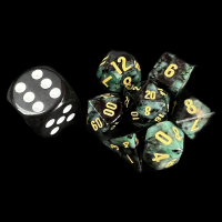 TDSO Gemstone Emerald & Gold MINI 7 Dice Polyset