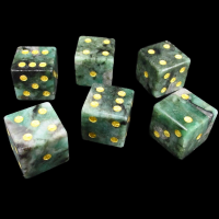 TDSO Gemstone Emerald & Gold 6 x D6 Spot Dice Set
