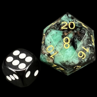 TDSO Gemstone Emerald & Gold JUMBO 30mm D20 Dice