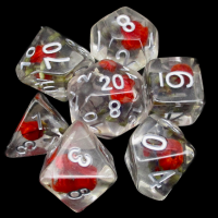 TDSO Encapsulated Flower Lavender & Red 7 Dice Polyset